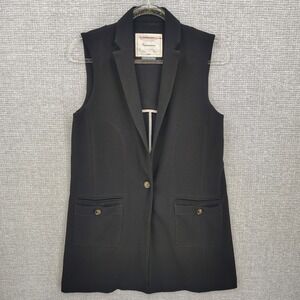 Cartonnier Black Sleeveless Blazer Vest Tailored Academia Button‎ Front Women XS